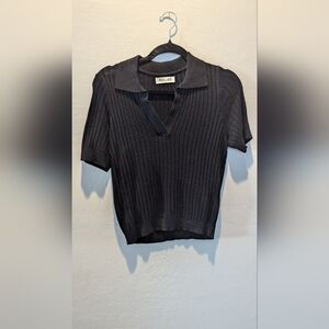 Rolla's Black Ribbed Women's Top medium